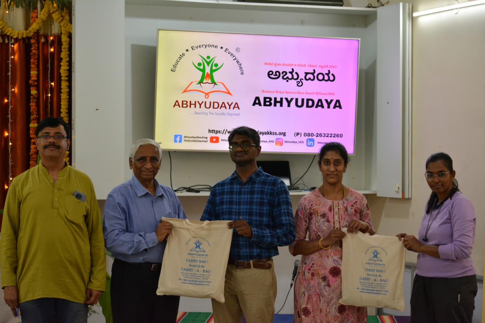 Bharath Audiology team with Abhyudaya community partners after a hearing camp
